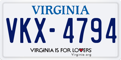 VA license plate VKX4794