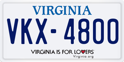VA license plate VKX4800