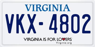 VA license plate VKX4802