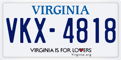 VA license plate VKX4818
