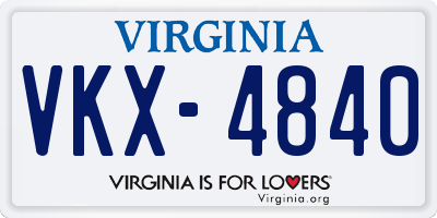VA license plate VKX4840