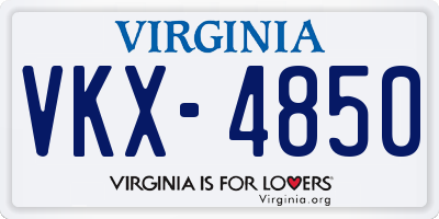 VA license plate VKX4850