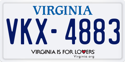 VA license plate VKX4883