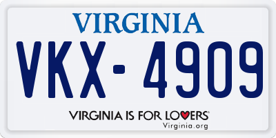 VA license plate VKX4909