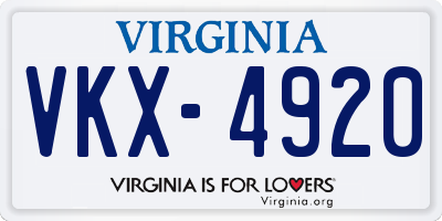 VA license plate VKX4920
