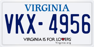 VA license plate VKX4956