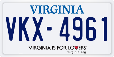 VA license plate VKX4961