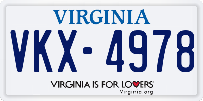 VA license plate VKX4978