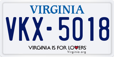 VA license plate VKX5018
