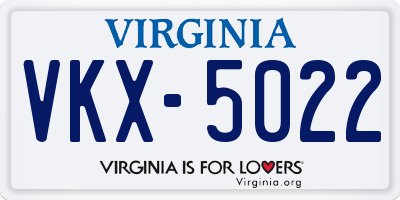 VA license plate VKX5022