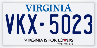 VA license plate VKX5023
