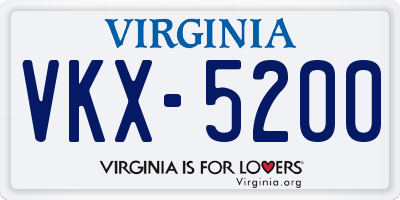 VA license plate VKX5200