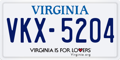 VA license plate VKX5204
