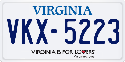 VA license plate VKX5223