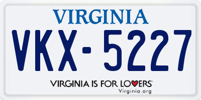 VA license plate VKX5227