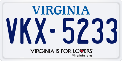 VA license plate VKX5233