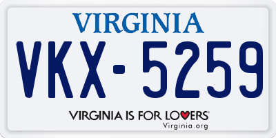 VA license plate VKX5259