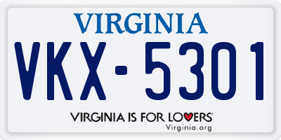VA license plate VKX5301