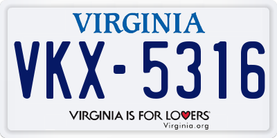 VA license plate VKX5316