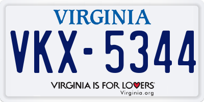 VA license plate VKX5344