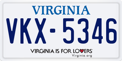 VA license plate VKX5346