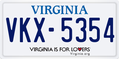 VA license plate VKX5354