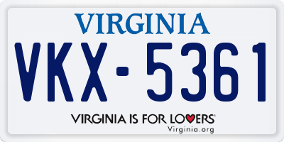 VA license plate VKX5361