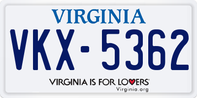 VA license plate VKX5362