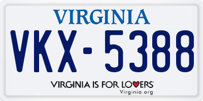 VA license plate VKX5388