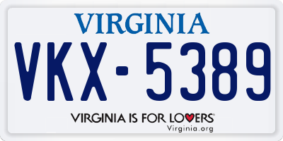 VA license plate VKX5389