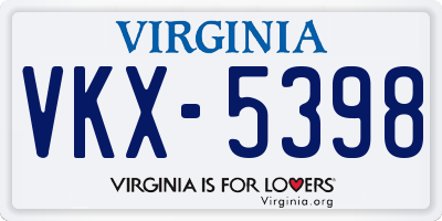 VA license plate VKX5398