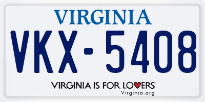 VA license plate VKX5408