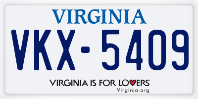 VA license plate VKX5409