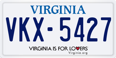 VA license plate VKX5427