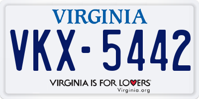 VA license plate VKX5442