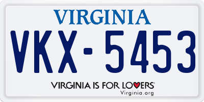 VA license plate VKX5453