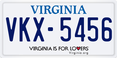 VA license plate VKX5456