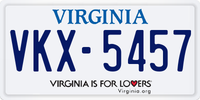 VA license plate VKX5457
