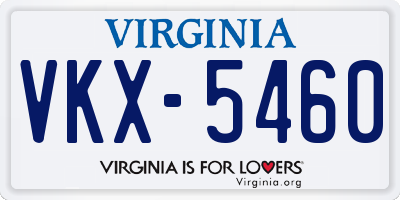 VA license plate VKX5460