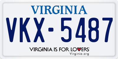 VA license plate VKX5487