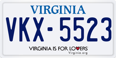 VA license plate VKX5523