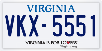 VA license plate VKX5551