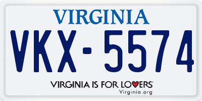VA license plate VKX5574