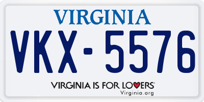 VA license plate VKX5576