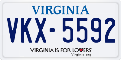 VA license plate VKX5592
