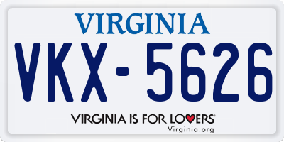 VA license plate VKX5626