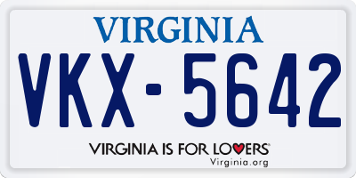 VA license plate VKX5642