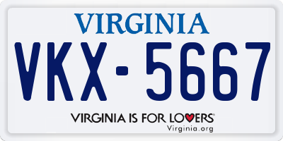 VA license plate VKX5667