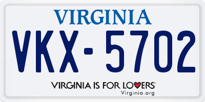 VA license plate VKX5702