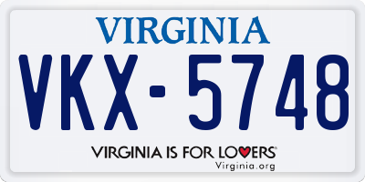 VA license plate VKX5748